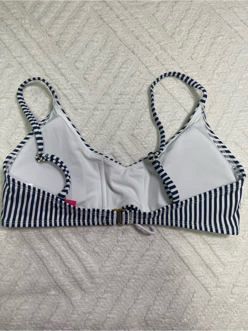 Xhilaration Navy and White Striped Lace-Up Bikini Top - Picture 6 of 7